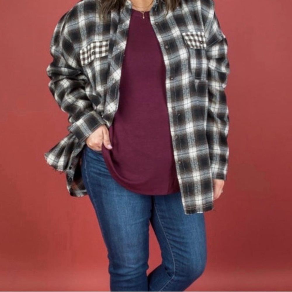 La Miel oversized flannel size large -New - Picture 3 of 9